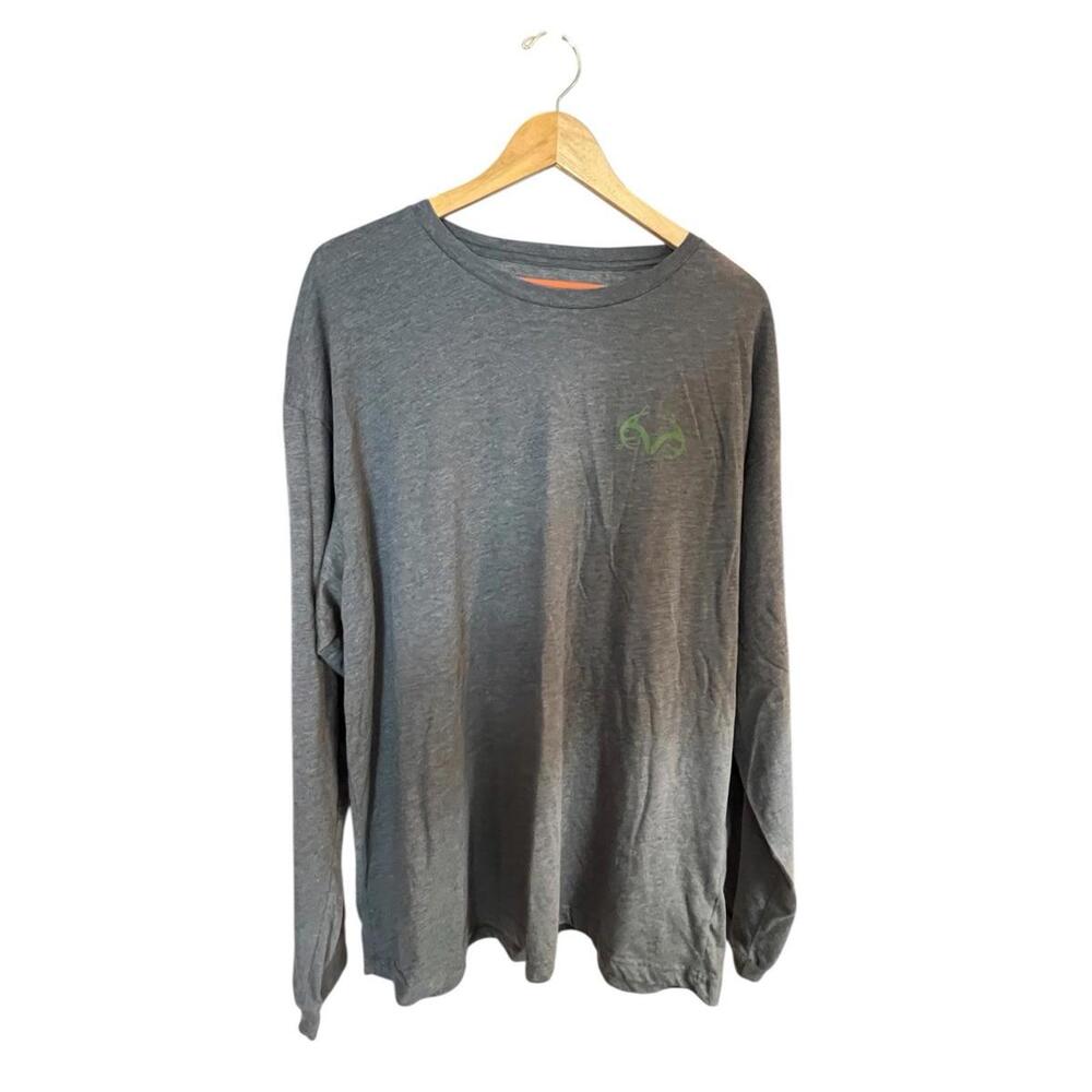 Realtree Men's Long Sleeve Heather Gray‎ T-Shirt 2XL, Logo & Graphics